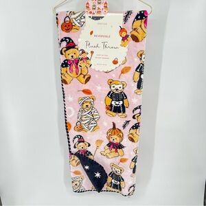 Envogue Reversible Plush Throw Blanket Halloween Teddy Bear‎ Print 50 x 70